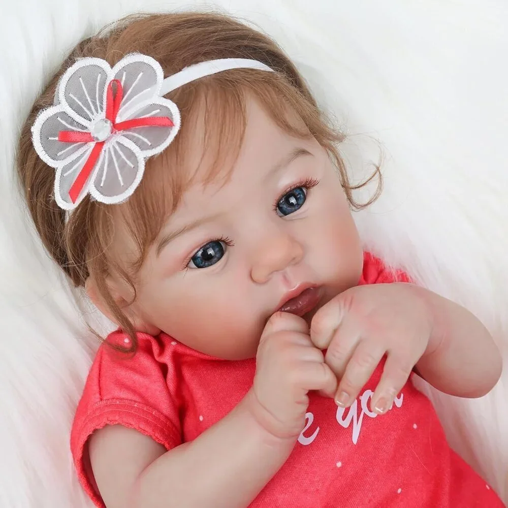 🆕18inch Soft Cloth Body Newborn Baby Poseable Limbs Bright Red with Clothes
